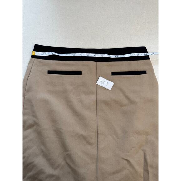 Y2K Beige Stretch Neutral Classic Slim Fit Straight Pencil Womens Skirt Size 8 - Picture 3 of 6